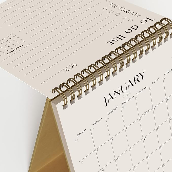 Jotsome Desk Calendar 2026-2027, Small Standing Flip Desktop Calendar From Now to June 2027 for Home and Office, Easy Organizing, Gift for the Holidays (Yellow, Small)