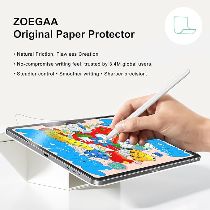 [2 Pack]Paper Screen Protector Compatible with iPad Air 5th/4th 10.9 inch(2022/2021/2020/2018)/iPad Pro 11 All Models,ZOEGAA iPad Air 5/Pro 11 Matte Screen Protector for Write and Draw on Paper Flim