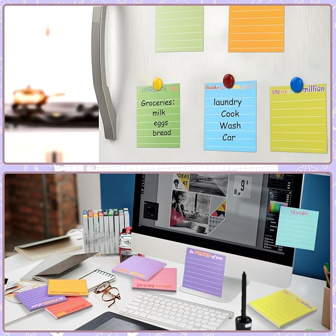 Yinder 48 Pcs Inspirational Sticky Notes Thank You Gift Motivational Sticky Note Pad Employee Appreciation Gift Bulk for Staff Coworker Teacher Nurse Office Groups 3 x 3'' (Thank You,Dark Color)