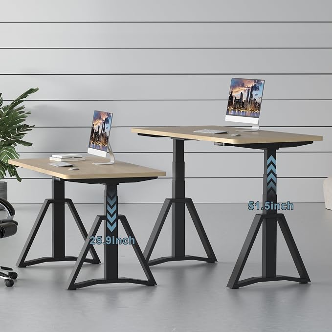 Fromann Standing Desk Frame Dual Motors 3 Stages Electric Height Adjustable Sitting Stand Up Desk Base Legs Only (Black)