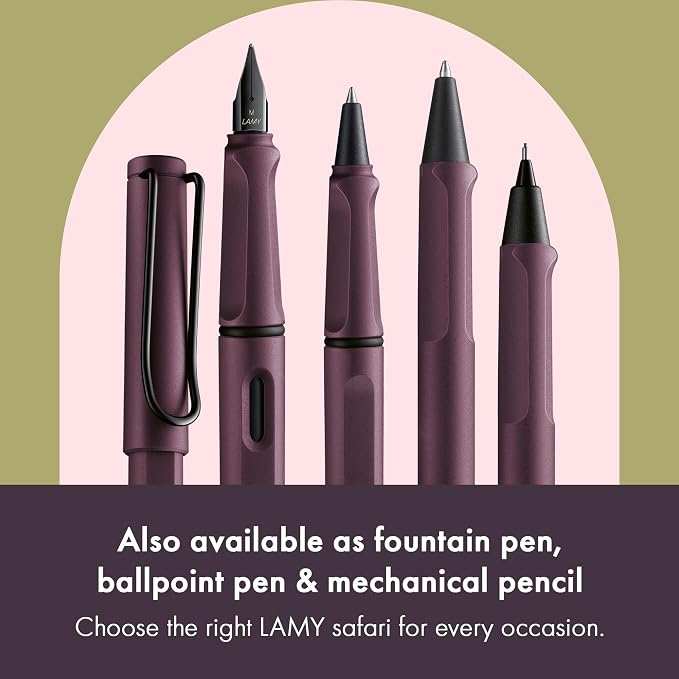 Lamy safari scarlet - Rollerball Pen with ergonomic grip & line width M - for pleasant long writing - made of robust ASA plastic - including rollerball refill M 63 in black