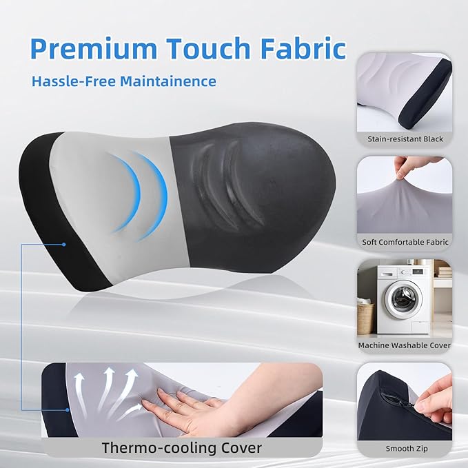 Lumbar Support Pillow for Office Chair - Lumbar Pillow for Car, Memory Foam Ergonomic Lumbar Support Pillow for Car Back Support for Office Chair