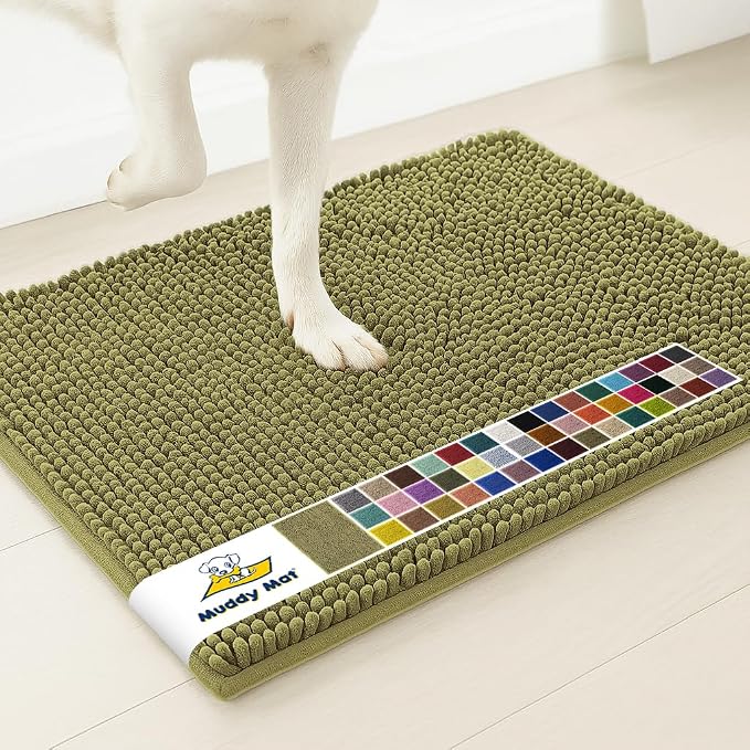 Muddy Mat® | Super Absorbent Door Mat Indoor, Microfiber Quick Dry Chenille Entryway Rug, Non-Slip Front Door Mat, Indoor Mats for Entryway, Machine Washable Pet Rug, Sage 16" x 24"
