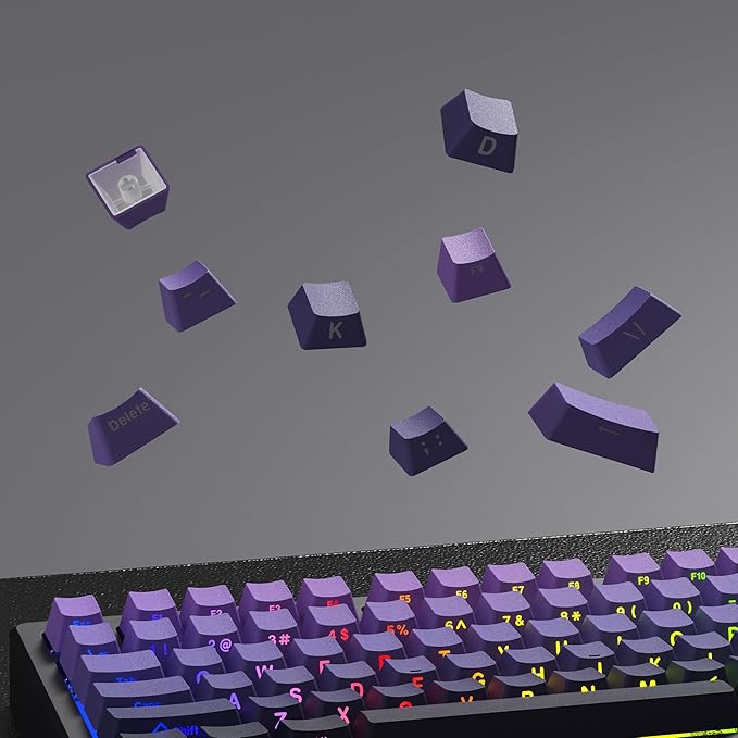 dagaladoo Double Shot PBT keycaps Set,Shine Through keycaps 60% 75%,OEM Profile Keyboard keycaps,Gradient Purple,Side Printed keycap for Mechanical Gaming Keyboards（136key）