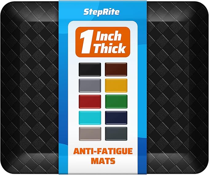 1" Thick Kitchen Mats for Floor, Water Resistant Floor Rug,Black/24" x 20" | Non-slip, Heavy Duty, Anti Fatigue Kitchen Rugs, Standing Desk Mat for Friends, Home, Office, Kitchen
