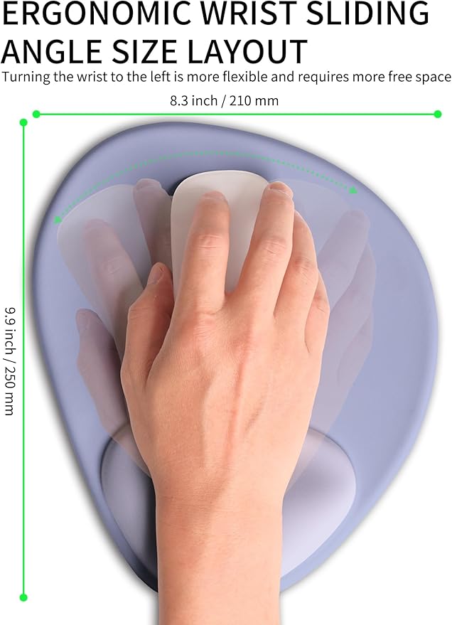Palm-Rest and Wrist-Hugging Mouse Pad Wrist Rest, Ergonomic Wrist Support with Curve Fitting Cushioned Memory Foam for Carpal Tunnel Pain Relief, 9.9 x 8.3 Inch, Lavender Haze