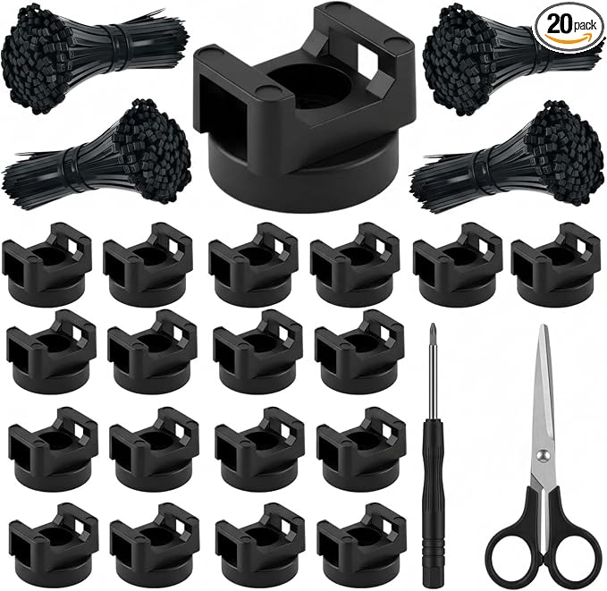Magnetic Zip Tie Mounts, 20 Pack Magnetic Cable Tie Mounts with 200 Zip Ties, Rotating No-Drill Cable Management Organizer for Server Rack, Electrical Panel, Metal Desk, Strong Magnetic Wire Holders