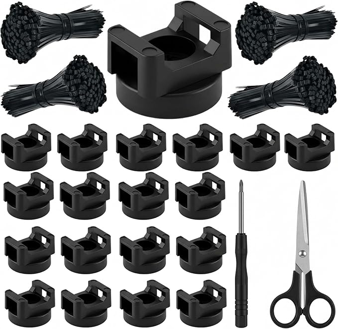 Magnetic Zip Tie Mounts, 52 Pack Magnetic Cable Tie Mounts with 200 Zip Ties, Rotating No-Drill Cable Management Organizer for Server Rack, Electrical Panel, Metal Desk, Magnetic Wire Holders