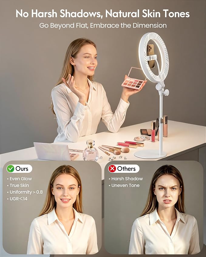 Ring Light with Stand, Zoom Lighting for Computer Video Conference, Video Calls, Home Office, Lighting for Video Recording