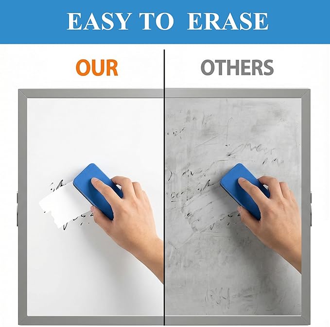 Small White Board with Stand, Double-Sided Desktop Whiteboard with 10 Markers, 4 Magnets & 1 Eraser, 10" x 10" Mini Dry Erase Board for Desk, Office, Kitchen, School, Kids Room