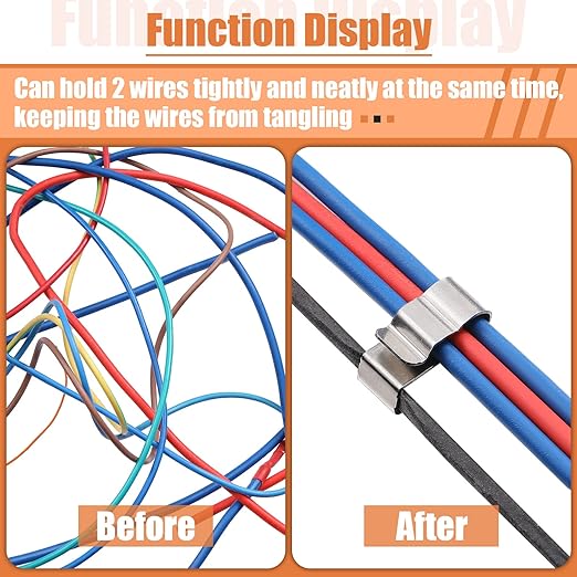 Zhengmy 150 Pcs Trailer Frame Wire Clips Stainless Steel Metal Cable Clips 22.5 mm/ 0.89 Inch Solar Panel Double Wire Clamps Trailer Clamps for PV Wiring Boat Cable