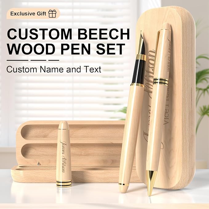 elesories Personalized Pens with Name, Engraved Pen Set with Custom Text & Design, Personalized Pen and Gift Box for Graduation, Anniversary Birthday Gift for Him or Her (style-2)