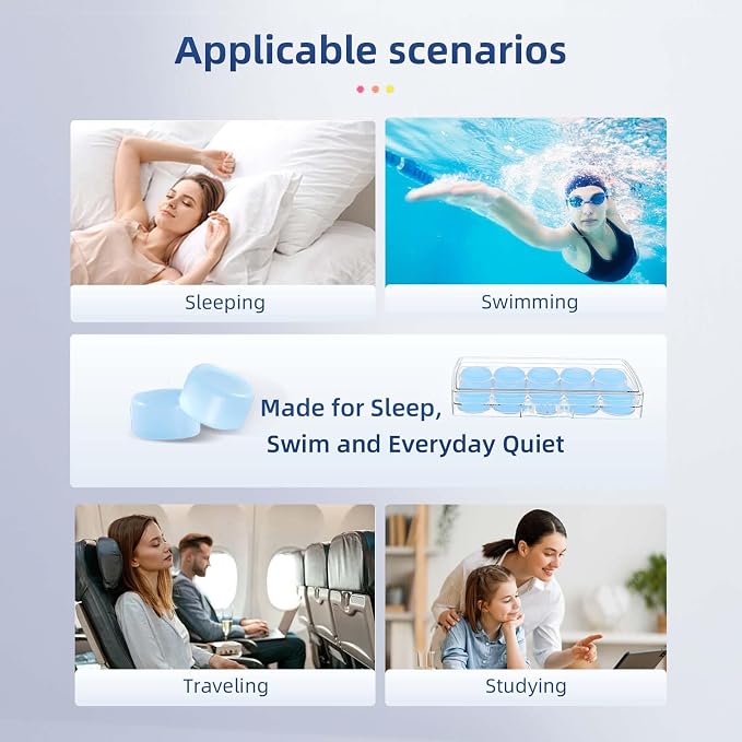 LYSIAN Soft Moldable Silicone Earplugs – 18 Pairs, SNR 27dB Noise Cancelling Ear Plugs for Sleep, Swim, Travel & Snore. Comfortable, Reusable