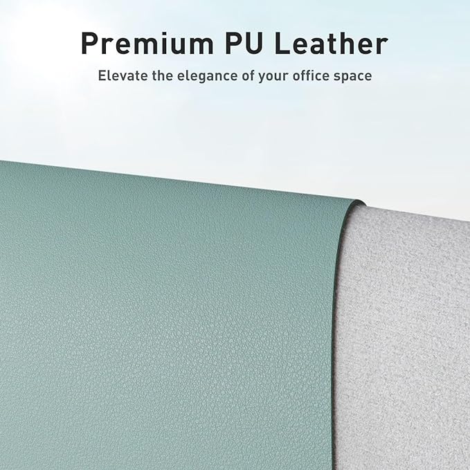 Aothia Faux Leather Desk Mat - Non-Slip PU Leather Desk Blotter, Waterproof Writing Surface, Large Desk Pad for Office & Home (Light Blue, 55" x 17")