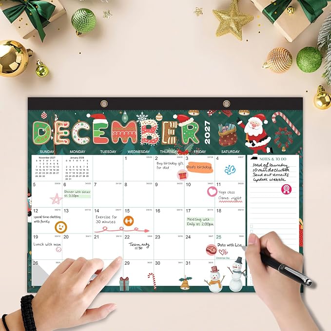 Desk Calendar 2026-2027- 18 Month Desk Calendar july 2026-2027 Dec,17" x 12", Large Monthly Desktop Calendar with Daily Blocks, Thick Paper, Corner Protectors (2 Stickers Included)