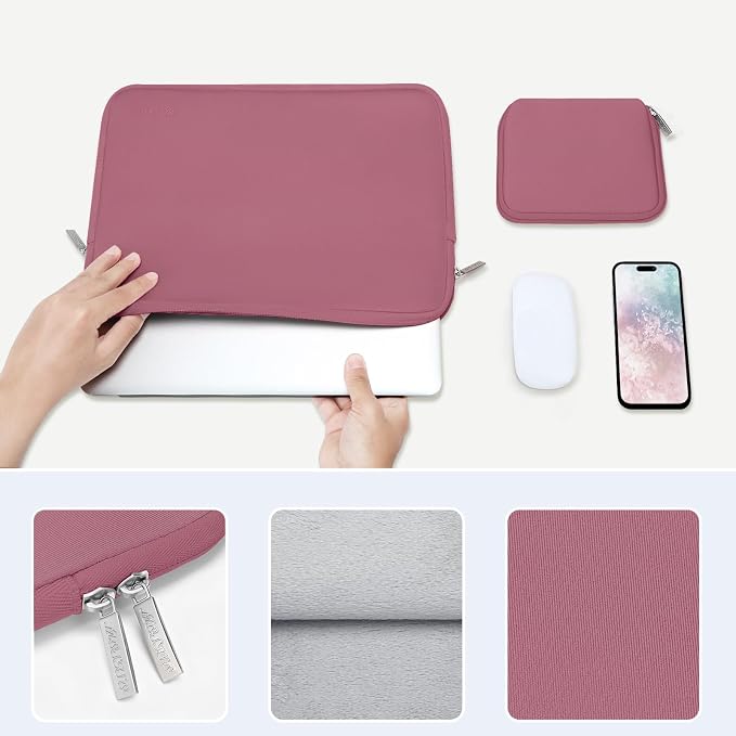 MOSISO Laptop Case 15 inch, 15 inch Laptop Sleeve Bag Compatible with MacBook Air M5 A3448 M4 A3241 M3 A3114 M2 A2941 2026-2023, Dell XPS, Neoprene Computer Sleeve Bag with Small Case, Dusty Rose