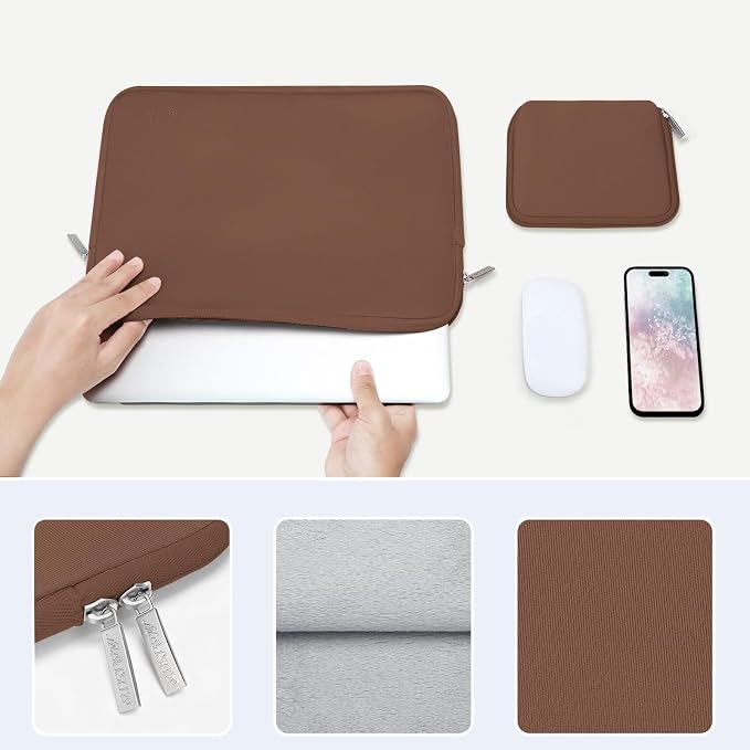 MOSISO Laptop Case 13 inch, 13 inch Laptop Sleeve Bag Compatible with MacBook Neo/Air M5 M4 M3 M2 M1 2026-2018 / Pro M2 M1 2026-2016, Neoprene Computer Sleeve Bag with Small Case, Caramel Brown