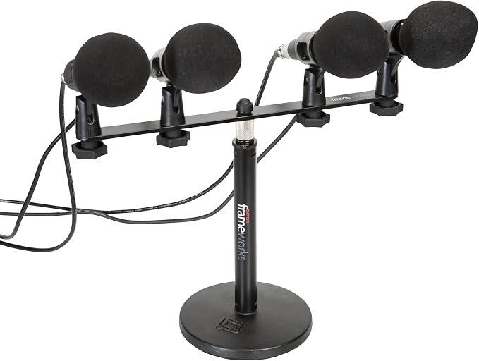 Gator Frameworks 1-to-4 Mic Mount Bar with Standard 5/8-Inch Thread Suitable for Most Microphone Stands Boom Arms (GFWMIC1TO4)