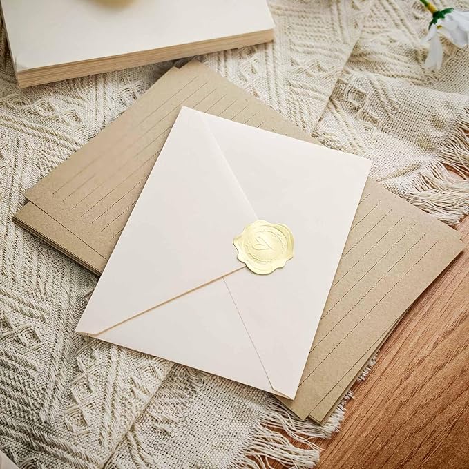 Stationery Set,Premium Velvet-Touch envelopes 4x6 Envelopes 14 PCS with 28 PCS Stationery Paper,Unique Design Colors for Love Letter, Party Invitations (Ivory White)