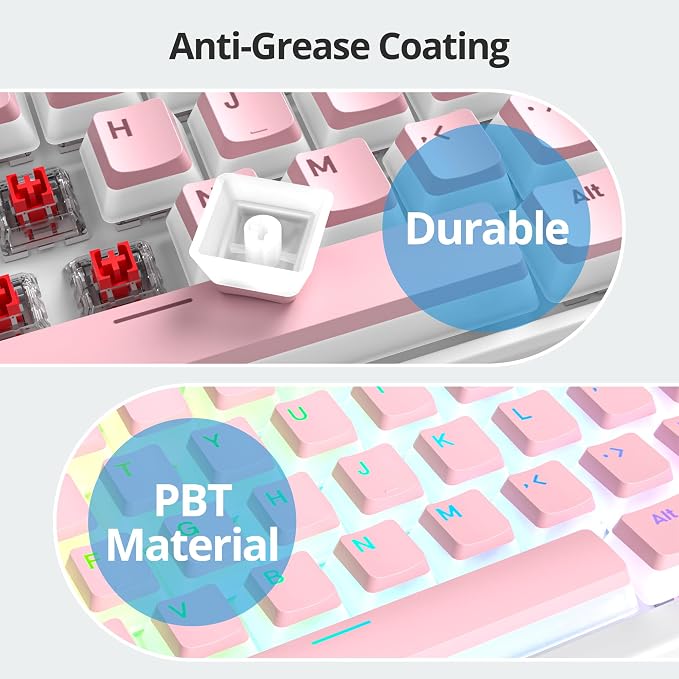 Guffercty kred 117-Key Pink Pudding Keycaps, OEM Profile PBT Anti-Wear Translucent Backlight for Mechanical Keyboard(Pink Pudding)
