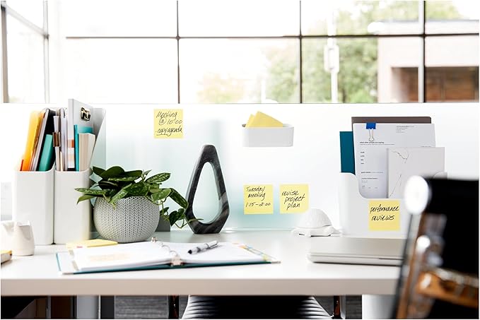 Post-it 100% Recycled Paper Super Sticky Notes, Canary Yellow, 3 in. x 3 in., 5 Sticky Note Pads, 70 Sheets per Pad, New Year Organization or Second Semester School Supplies
