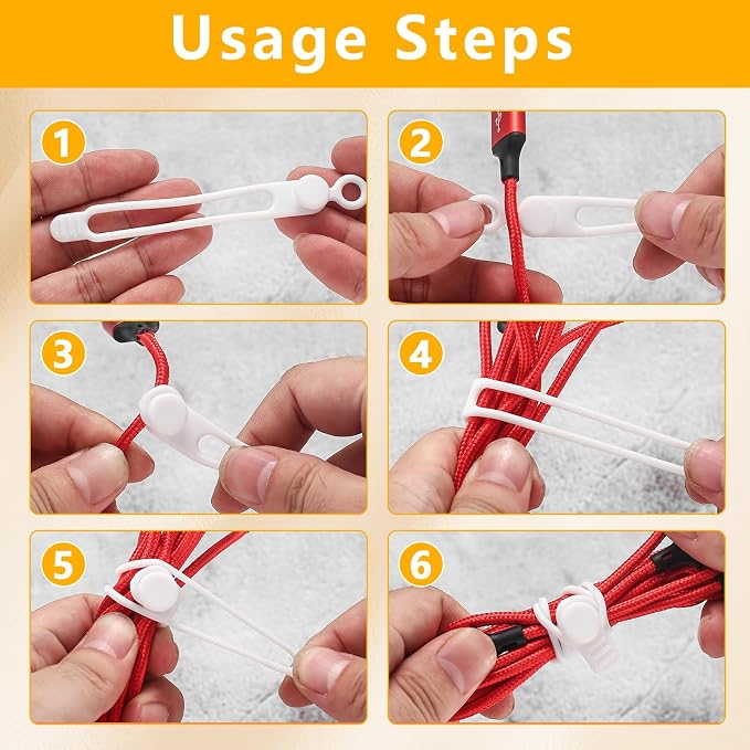 10 Pcs Silicone Cable Ties, Reusable Cord Organizer. | High Elasticity Cable Management Straps for Home Office Kitchen Appliances Cords Wires