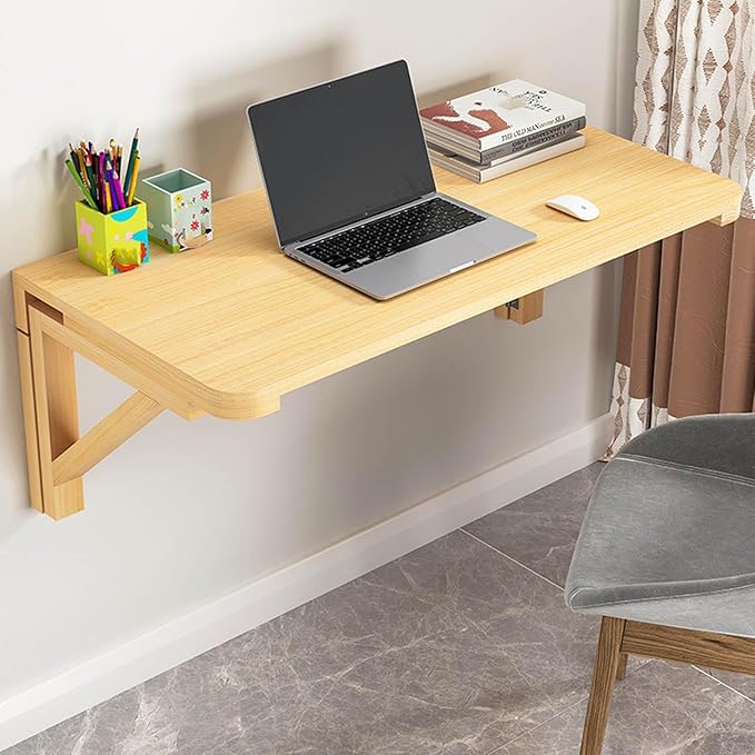 Wall Mounted Folding Table, Floating Desk for Small Spaces,Solid Wood Bracket Laundry Folding Table,Wall Folding Desk,Home Bars and Dining Establishments,50 * 30cm/19.6 * 11.8in