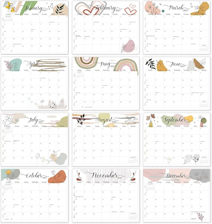 Guasslee 14" X 11" Desk Calendar 2026-2027, Desk Top Calendar 2026, 19-Month School Year Desk/Wall Calendar, 2026 Jun-2027 Dec, Monthly Planner With Corner Protcetor For Office Home School Organizing