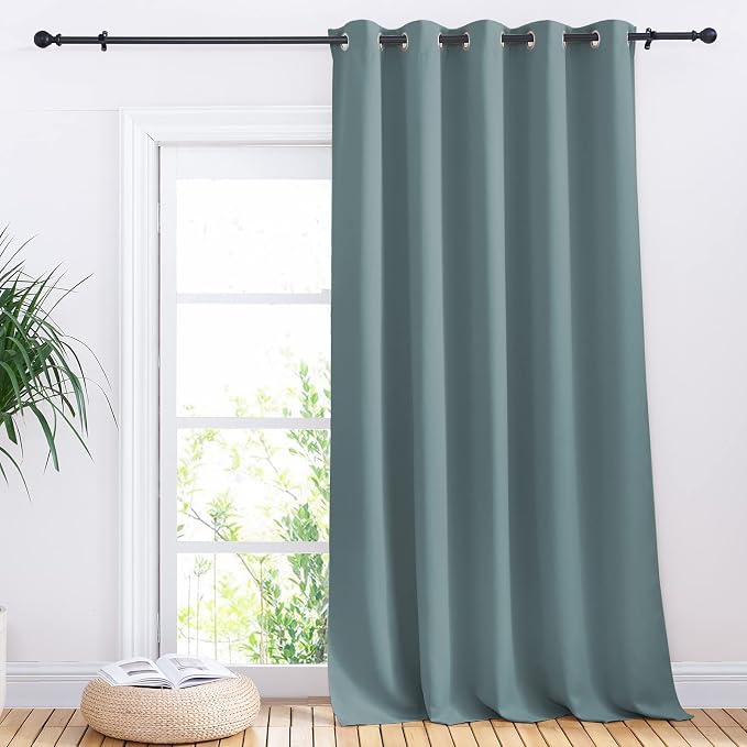 NICETOWN Window Blackout Curtain Panel for Living Room, Greyish Blue, 1 Panel, 70 x 95 inch, Thermal Insulated Blackout Drape/Drapery for Loft, Guestroom