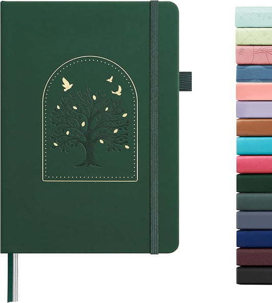 &And Per Se Lined Hardcover Notebook – A5 5.7"x8" College Ruled, 160 Pages, 100gsm Thick Paper – Aesthetic Journal for Women, Gift-Ready Planner, Everyday Writing Notebook (Dark Green)
