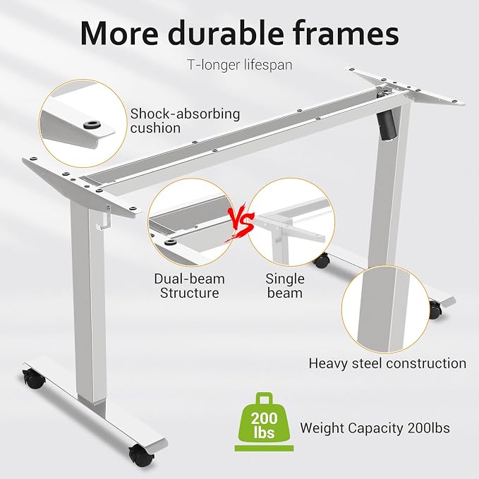 farexon Electric Standing Desk Adjustable Height, 63x24 Inches Computer Desk with Rolling Wheels, Mouse Pad,Multifunctional Stand up Desk for Home/Office(Oak Gray)