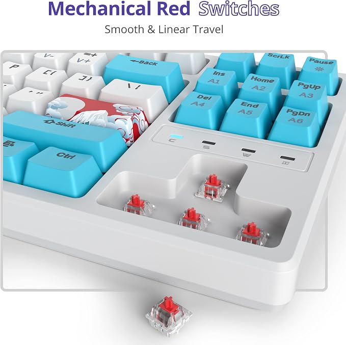 75 Percent Mechanical Gaming Keyboard, 87 Keys RGB Backlit Wired Keyboard TKL Compact Keyboard with Linear Red Switches for Laptop PC PS4 PS5 Xbox Gamer(87 Sea)