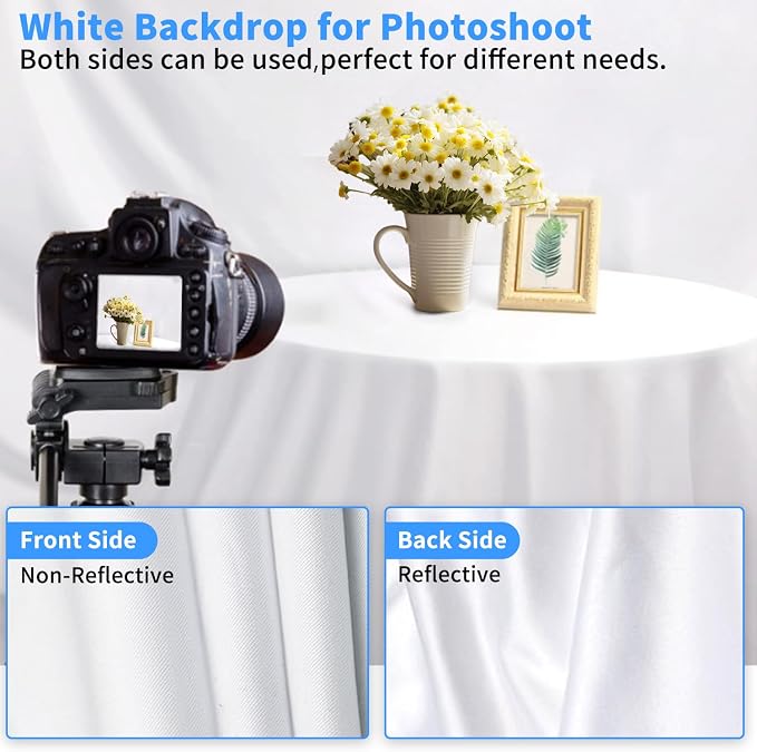 HEMMOTOP Photo Backdrop Curtains, 5x7 ft White Backdrop for Photoshoot, White Photography Seamless Backdrops Background for Easter, Birthday Party, Halloween, Photo, Projector Screen
