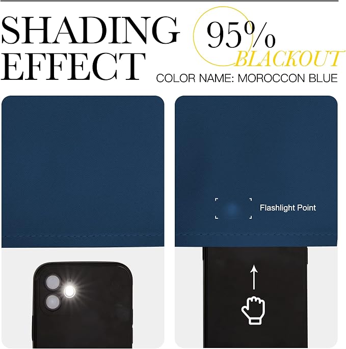 NICETOWN Curtain Blind for Bedroom, Single Panel, Moroccan Blue, W42 x L72 inches, Thermal Insulated Grommet Blackout Room Darkening Drape/Drapery