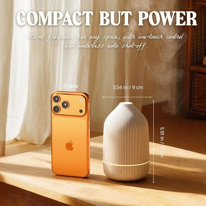 Essential Oil Diffuser, 2Pack, 100ml Aromatherapy Diffuser, Mini Ultrasonic Diffuser for Essential Oil, Home, Office, Cool Mist Humidifier with 7 Led Light, Auto Shut-Off, White & Black