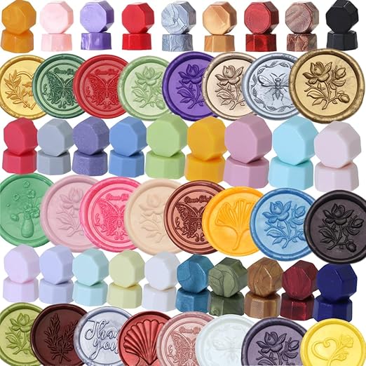 1200 Pcs Assorted Color Sealing Wax Beads Bulk - 48 Colors Wax Seal Pellets Kit for Stamp Seals, Wedding Invitations, Envelope Sealing, DIY Crafts - Multicolor Pellets for Gift Ideas (C, 48)