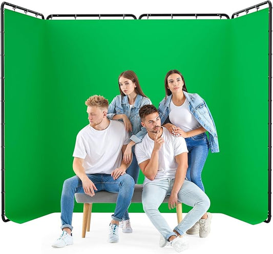 7.87x13.12ft Portable Green Screen Backdrop Kit, Large Collapsible Greensceen Photography Background with Heavy Duty Stand for Parties, Photo Studio Video Shooting, Live Streaming, Keying, Stage