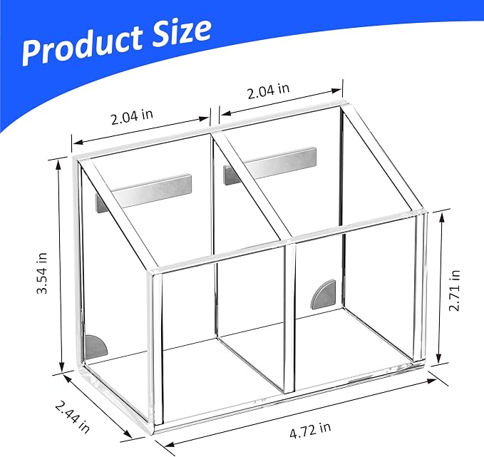 Magnetic Dry Erase Marker Holder for Whiteboard, 2 Slot Pen Holder for Desk | Fridge Refrigerator, Non-slip, Acrylic, Strong, Locker Organizer, Storage Accessories,Clear, Pencil Cup Marker Organizer