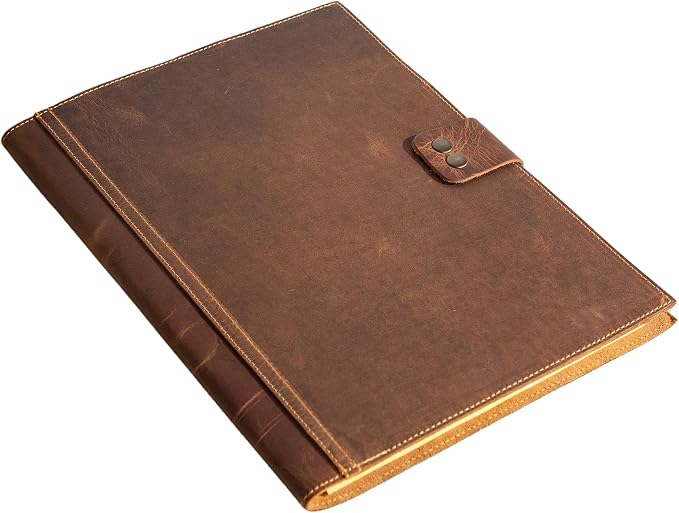 Personalized Leather Portfolio, Leather Notebook, Portfolio Folder, A4 Notepad for Women Men Gift Blue (12.5 x 9.5 inches)