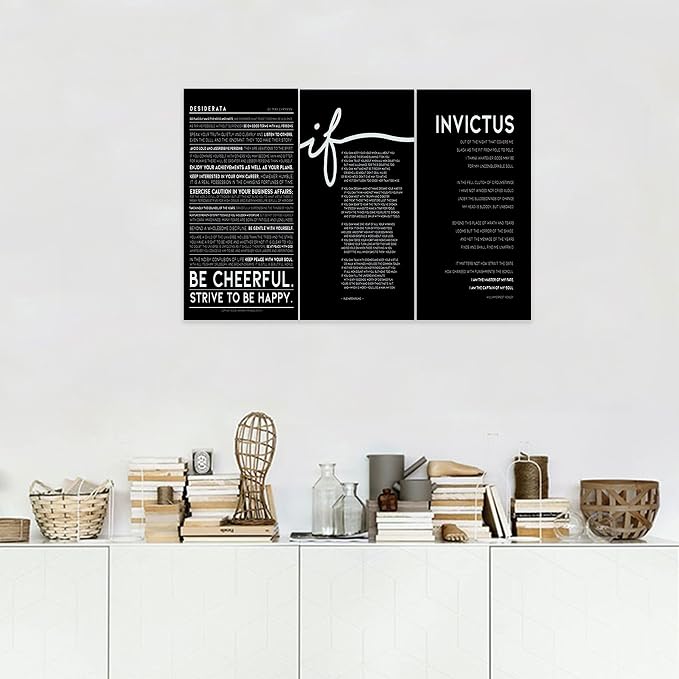 3 Piece Inspirational Wall Art, Black Background Sayings Picture, Quotes Motivational Canvas Prints for Office Decor, Triptych Entrepreneur Painting Framed Artwork for Home Wall Decor (36"Wx24" H)
