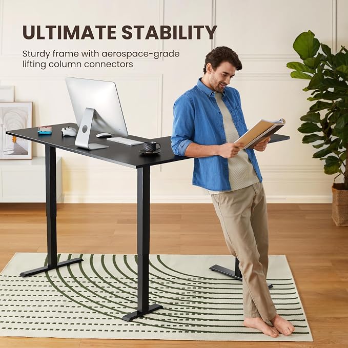 ErGear L Shaped Standing Desk, 63"x55" Electric Adjustable Height Sit Stand up Desk, Ergonomic Large Computer Table, Left & Right Interchangeable Installation, Suitable for Home Office, Black | Left & Right Interchangeable Installation, 4 Memory Preset...