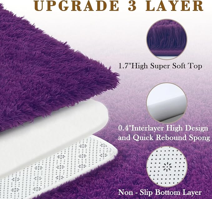 Rugs for Living Room 6x9, Alfombras para Salas Shag Large Plush Soft Area Rug, Shaggy Carpets for Bedroom,Home Decor Aesthetic(Grape Purple, 6 x 9)