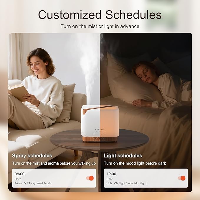 ASAKUKI Smart WiFi Essential Oil Diffuser, Large 700 ml Cool Mist Humidifier, Easy Connect with Alexa and Google Home, Phone App & Voice Control, Customized Schedule Timers and LED Light