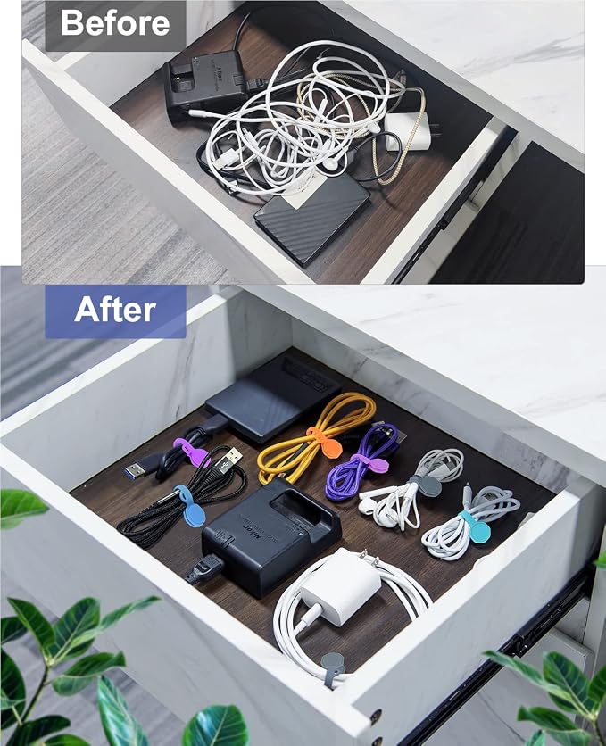 8 PCS Silicone Magnetic Cable Ties, Reusable cord Organizer clips | magnet cord holder for phone charging, compatible with USB/lightning cables, bookmarks, whiteboard magnets, fridge magnets