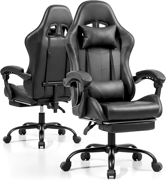 Gaming Chair with Footrest and Lumbar Support, Height Adjustable Chair with 360°Office Desk Chair,Heavy Duty 330lbs Computer Chair for Adults