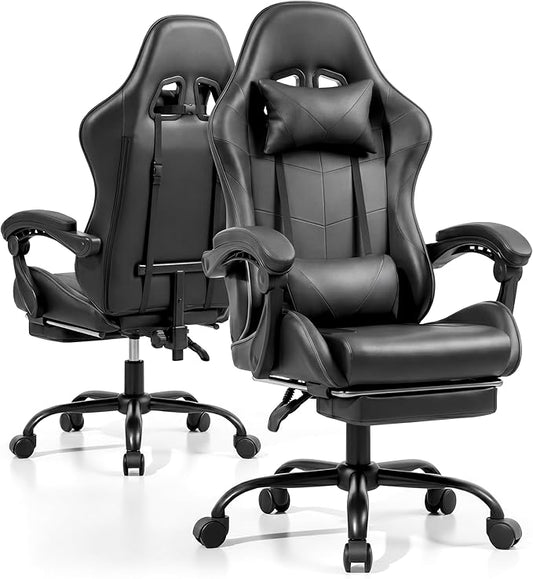 Gaming Chair with Footrest and Lumbar Support, Height Adjustable Chair with 360°Office Desk Chair,Heavy Duty 330lbs Computer Chair for Adults