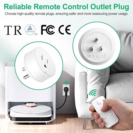 NineLeaf Remote Control Outlet, 500FT Plug in Light Switch, No Wi-Fi Programmable Timer Mini Socket, Easy Wireless On/Off Switch for Christmas Lights, Hard-to-Reach Appliances,2Remotes 1Outlet