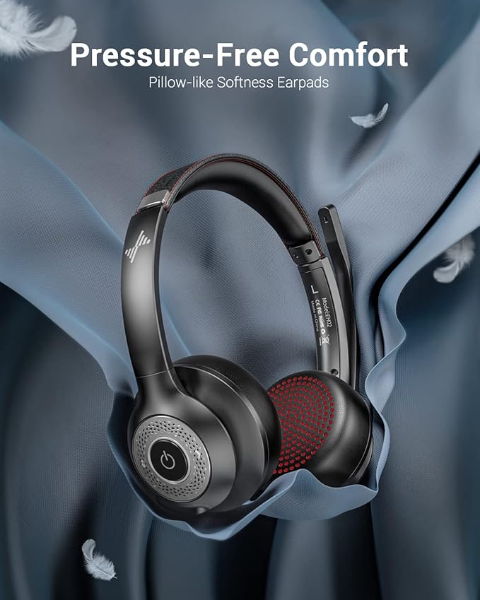 Wireless Headset with AI Noise Cancelling Microphone Bluetooth Headset - Bluetooth V5.2 Headphones with Mic Mute for Computer/Laptop/PC/iPhone/Android/Cell Phones (Without USB Dongle)