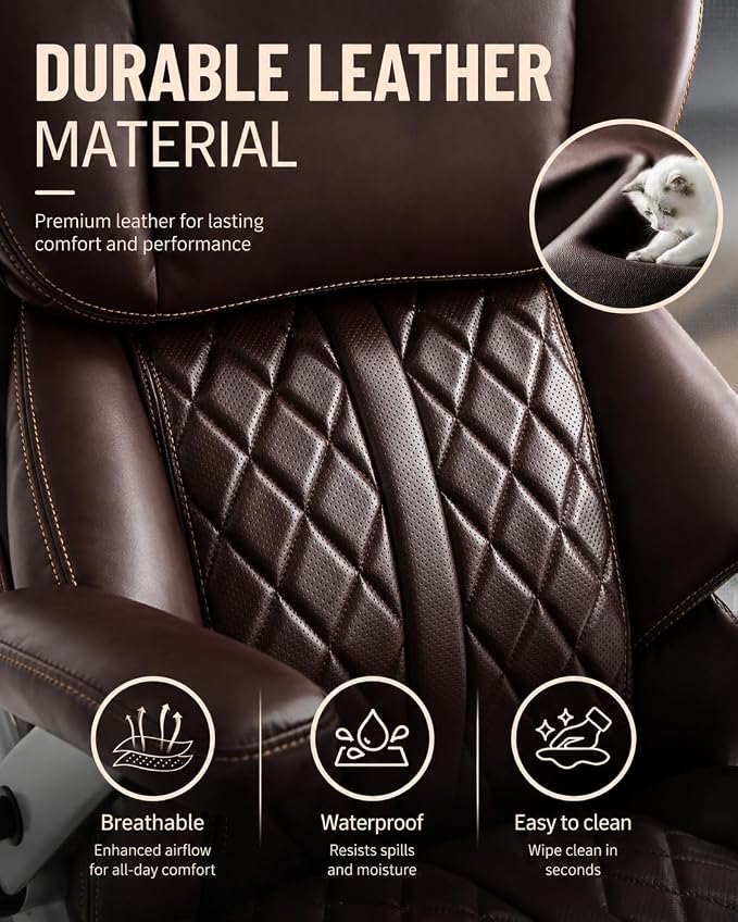 800lbs Big and Tall Office Chairs with 5D Flip Arms | Heavy Duty Desk Chair with Adjustable Lumbar Support, Office Chairs with Quiet Rubber Wheel and Extra Wide Seat