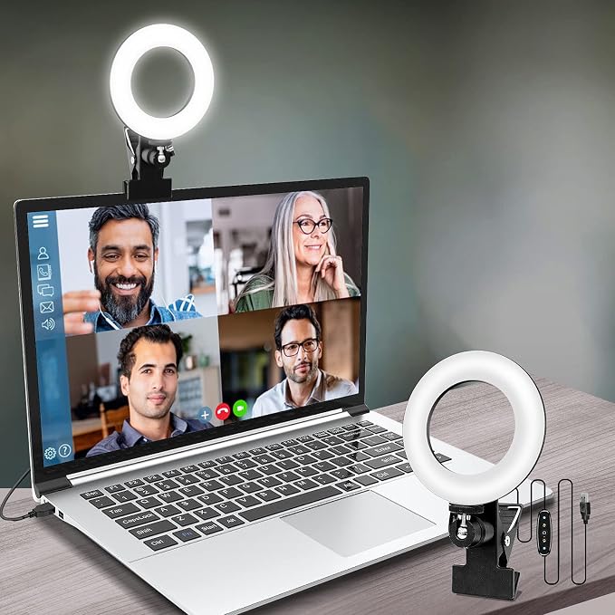 Video Conference Lighting Ring Light for Monitor Computer | Webcam Lighting, Zoom Call Lighting, Laptop Light& Distance Learning, Video Calls & Live Streaming